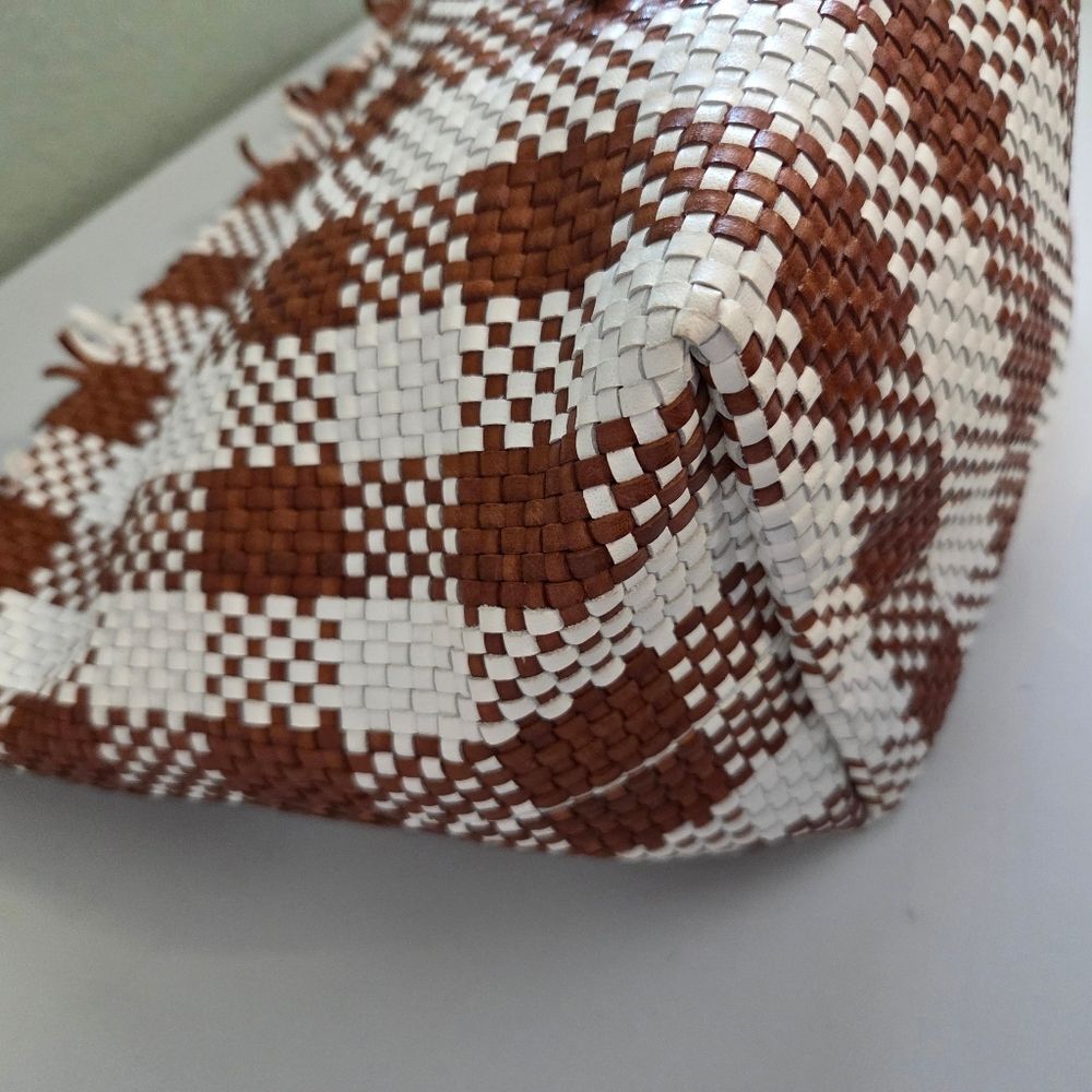 Loeffler Randall Woven Leather Brown & White Tote Bag - Picture 8 of 14